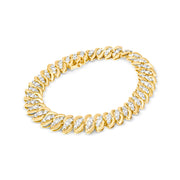 Bids.com 10K Yellow Gold 5.0 Cttw Diamond Double Row S-Link Cuban Bracelet (J-K Color, I2-I3 Clarity) - 7.25" Inches Bracelets White Smoke Yellow.Gold / 7.25