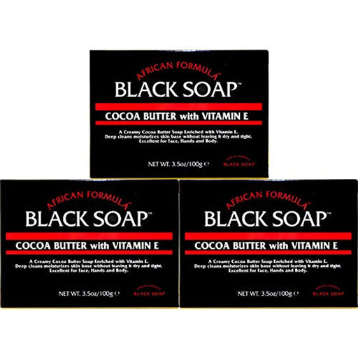 African Formula Black Soap With Cocoa Butter & Vitamin E 3.5 Oz
