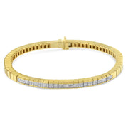 Bids.com 14K Yellow Gold 1-1/10 Cttw Princess & Baguette Cut Diamond 7" Alternating Stone Eternity Tennis Bracelet (G-H Color, VS1-VS2 Clarity) Bracelets White Smoke Yellow.Gold / 7