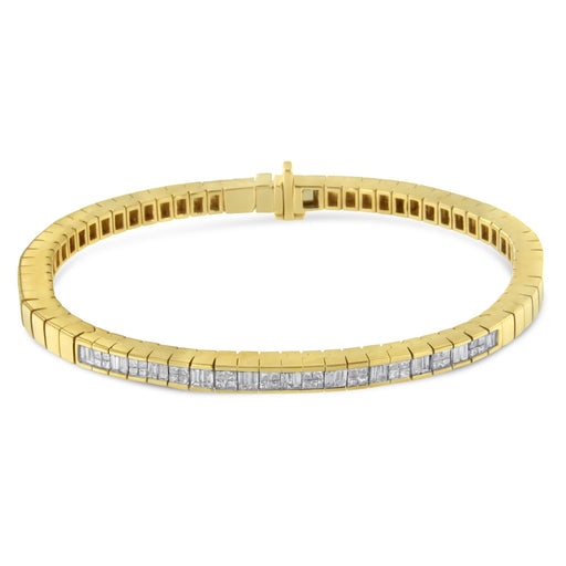 Bids.com 14K Yellow Gold 1-1/10 Cttw Princess & Baguette Cut Diamond 7" Alternating Stone Eternity Tennis Bracelet (G-H Color, VS1-VS2 Clarity) Bracelets White Smoke Yellow.Gold / 7