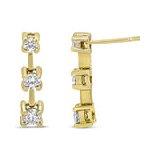 Bids.com 14K Yellow Gold 1/2 Cttw Round Diamond 3 Stone Graduated Linear Drop Past, Present and Future Stud Earrings (H-I Color, SI1-SI2 Clarity) Earrings White Smoke Yellow.Gold / 0.5
