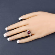 Bids.com 2.87 Carat Genuine Rhodolite and White Diamond 14K White Gold Ring Rings Dark Slate Gray size 6.00,size 7.00,size 8.00,size 9.00