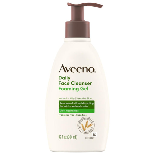 Aveeno Aveeno Daily Moisturizing Foaming Gel Normal - Oily Sensitive Skin 12 Oz Facial Cleansers White Smoke