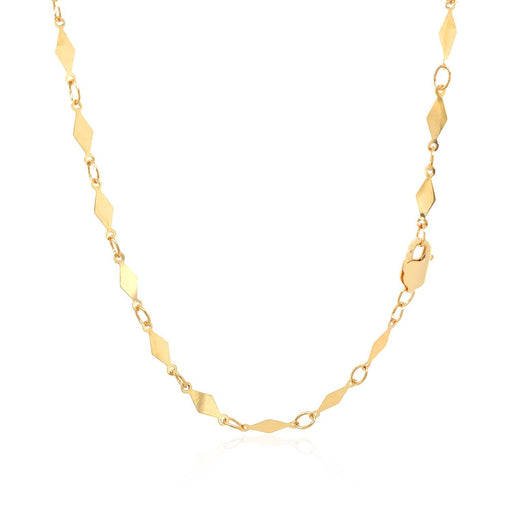 Bids.com 14K Yellow Gold Polished Diamond Motif Chain (3.0mm) Necklaces White Smoke 16.25 / Yellow Gold,18 / Yellow Gold,30 / Yellow Gold