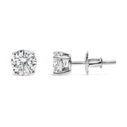 Bids.com .925 Sterling Silver 1.0 Cttw Round Brilliant Cut Lab Grown Diamond 4-Prong Classic Solitaire Stud Earrings (F-G Color, VS2-SI1 Clarity) Earrings White Smoke White.Sterling Silver / 1
