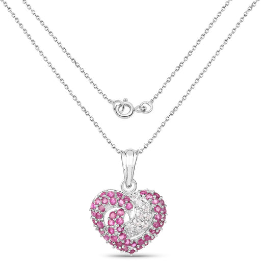 Bids.com 2.65 Carat Genuine Ruby and White Sapphire .925 Sterling Silver Pendant Pendants White Smoke