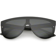 zeroUV Retro Modern Flat Top Mirror Lens Shield Aviator Sunglasses 9798 Sunglasses Dim Gray Black Smoke