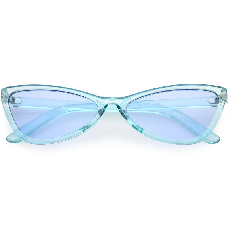 zeroUV Retro Small Triangle Transparent Color Tone Lens Cat Eye Sunglasses C727 Sunglasses Light Blue Blue