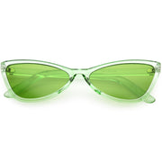 zeroUV Retro Small Triangle Transparent Color Tone Lens Cat Eye Sunglasses C727 Sunglasses White Smoke Green