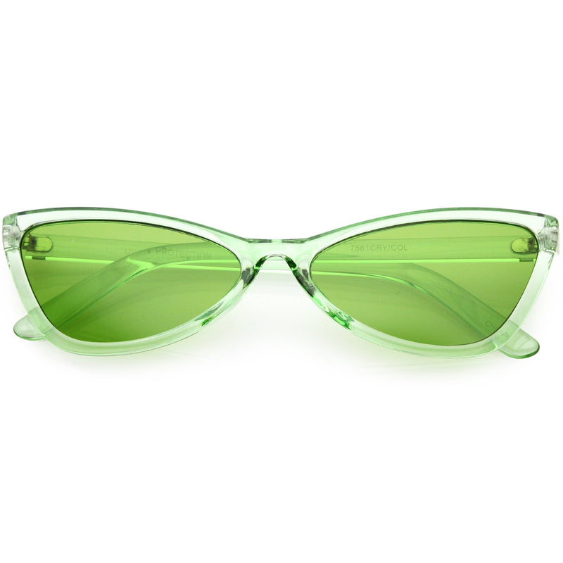zeroUV Retro Small Triangle Transparent Color Tone Lens Cat Eye Sunglasses C727 Sunglasses White Smoke Green