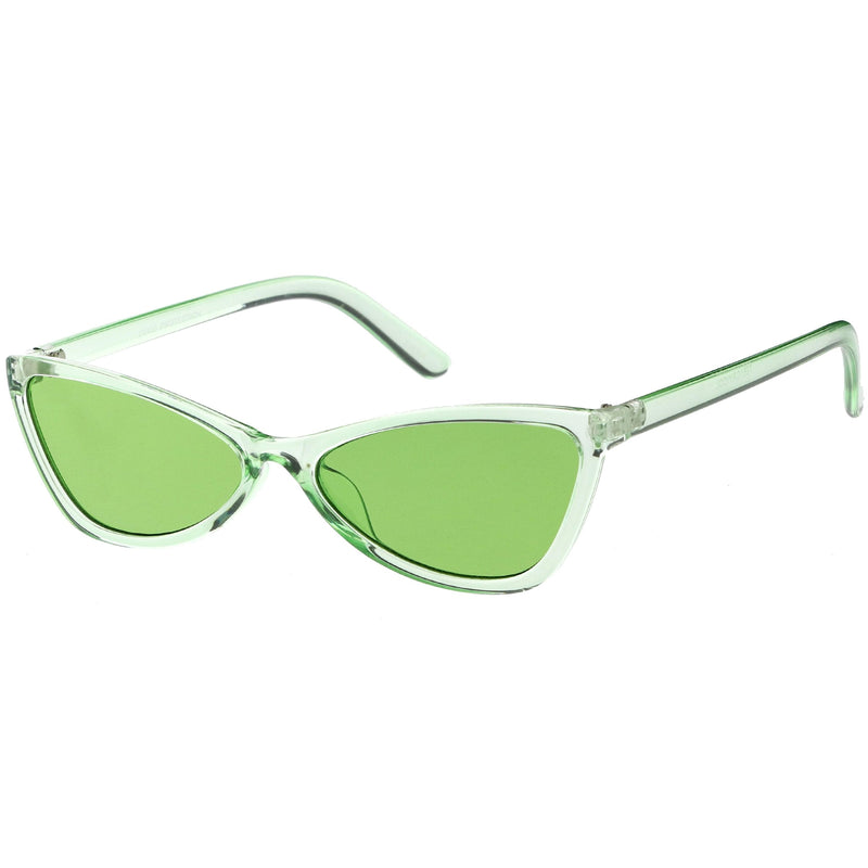 zeroUV Retro Small Triangle Transparent Color Tone Lens Cat Eye Sunglasses C727 Sunglasses White Smoke Blue,Yellow,Green,Pink,Red