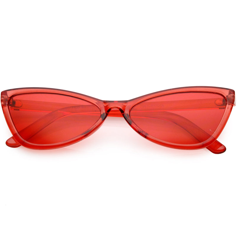 zeroUV Retro Small Triangle Transparent Color Tone Lens Cat Eye Sunglasses C727 Sunglasses White Smoke Red
