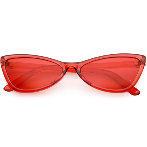 zeroUV Retro Small Triangle Transparent Color Tone Lens Cat Eye Sunglasses C727 Sunglasses White Smoke Red