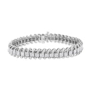 Bids.com 14K White Gold 5.0 Cttw Princess Cut Diamond 7" Invisible Set Wavy S-Link Tennis Bracelet (G-H Color, SI1-SI2 Clarity) Bracelets White Smoke White.Gold / 7