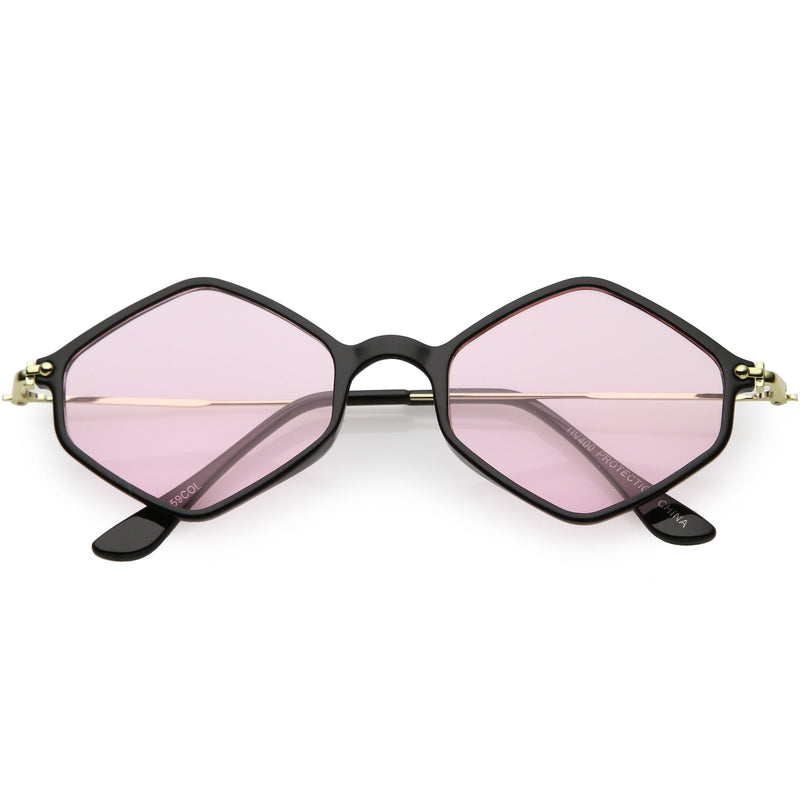 zeroUV Retro Color Tone Hexagon Diamond Shape Sunglasses C740 Sunglasses White Smoke Black Gold Pink