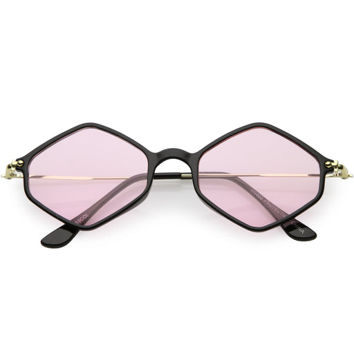 zeroUV Retro Color Tone Hexagon Diamond Shape Sunglasses C740 Sunglasses White Smoke Black Gold Pink
