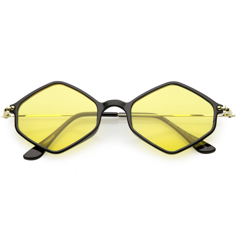 zeroUV Retro Color Tone Hexagon Diamond Shape Sunglasses C740 Sunglasses White Smoke Black Gold Yellow