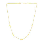 Bids.com 14k Yellow Gold Chain Necklace with Cross Stations Necklaces White Smoke 17 / Yellow Gold