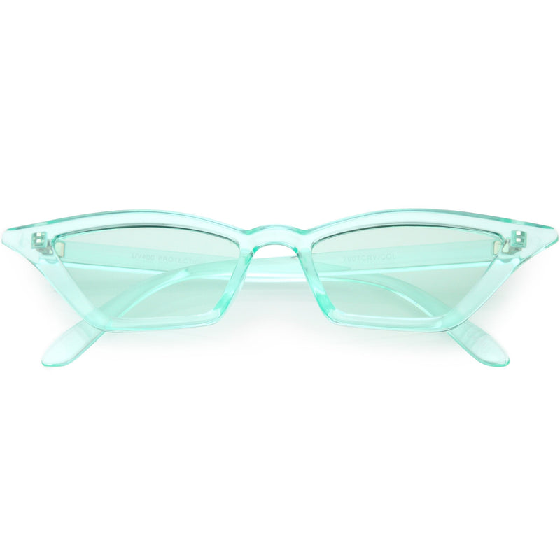 zeroUV Women's Colorful Translucent Color Tone Lens Cat Eye Sunglasses C735 Sunglasses White Smoke Green