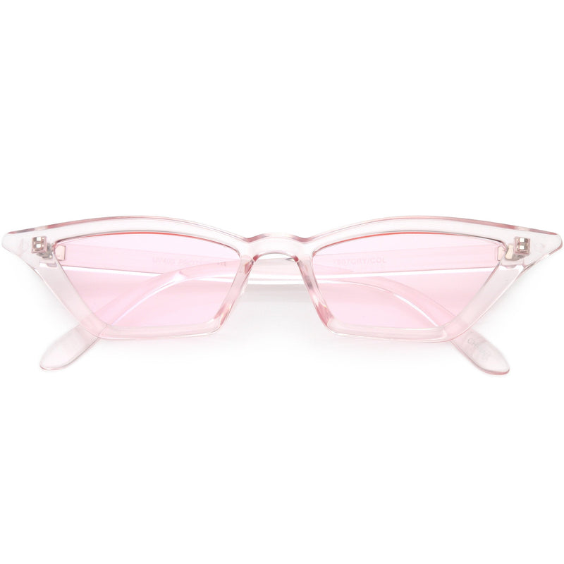 zeroUV Women's Colorful Translucent Color Tone Lens Cat Eye Sunglasses C735 Sunglasses White Smoke Pink