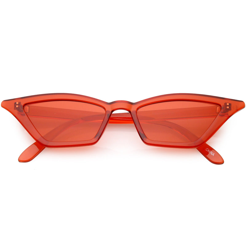 zeroUV Women's Colorful Translucent Color Tone Lens Cat Eye Sunglasses C735 Sunglasses White Smoke Red