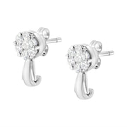 Bids.com 14K White Gold 3/4 Cttw Diamond Floral Cluster Drop and Dangle Stud Earrings (H-I Color, I1-I2 Clarity) Earrings White Smoke 0.87 / White.Gold,0.77 / Yellow.Gold