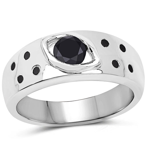 Bids.com 0.59 Carat Genuine Black Diamond .925 Sterling Silver Ring Rings White Smoke size 9.00,size 6.00,size 7.00,size 8.00