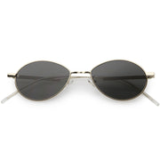 zeroUV Classic Retro Unisex Metal Oval Dapper Sunglasses C741 Sunglasses White Smoke Gold Smoke