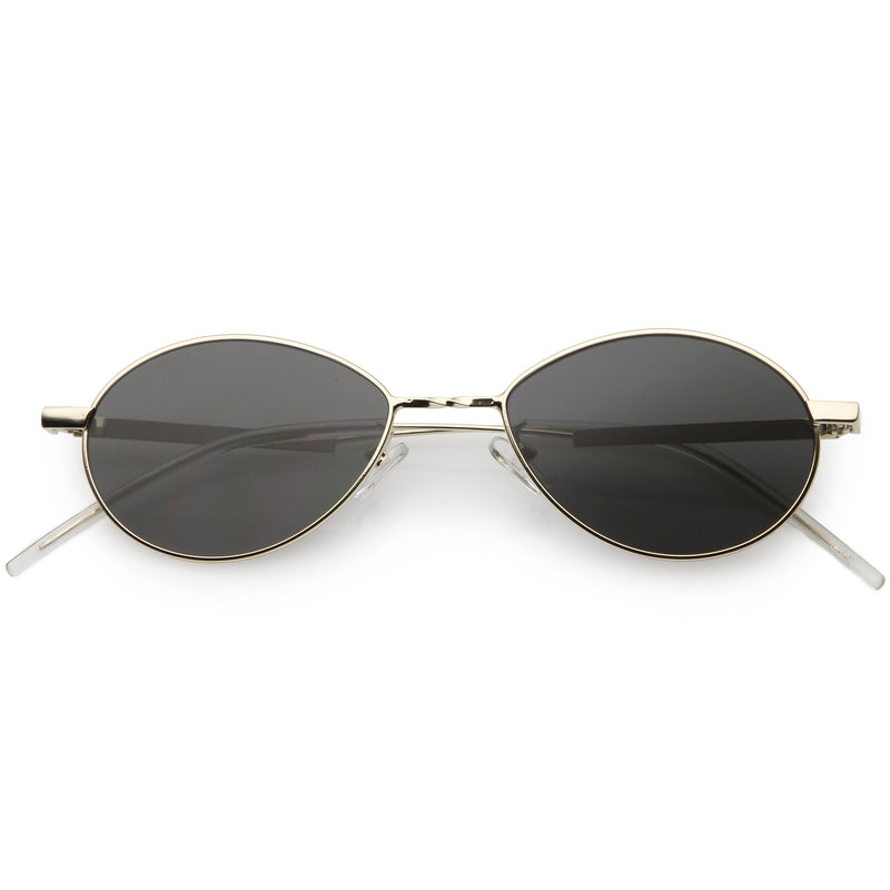 zeroUV Classic Retro Unisex Metal Oval Dapper Sunglasses C741 Sunglasses White Smoke Gold Smoke