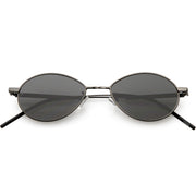 zeroUV Classic Retro Unisex Metal Oval Dapper Sunglasses C741 Sunglasses White Smoke Gunmetal Smoke