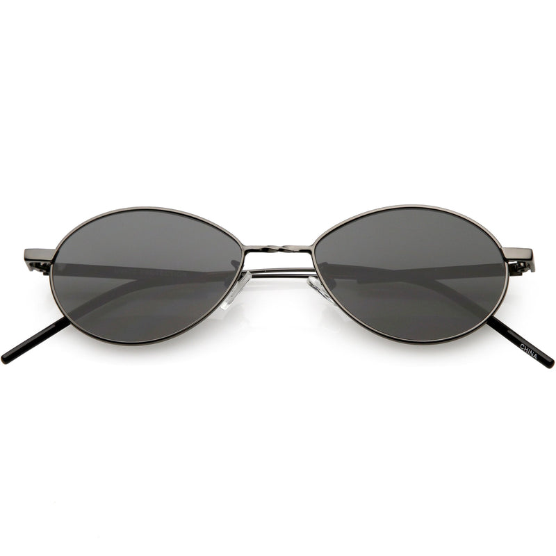 zeroUV Classic Retro Unisex Metal Oval Dapper Sunglasses C741 Sunglasses White Smoke Gunmetal Smoke