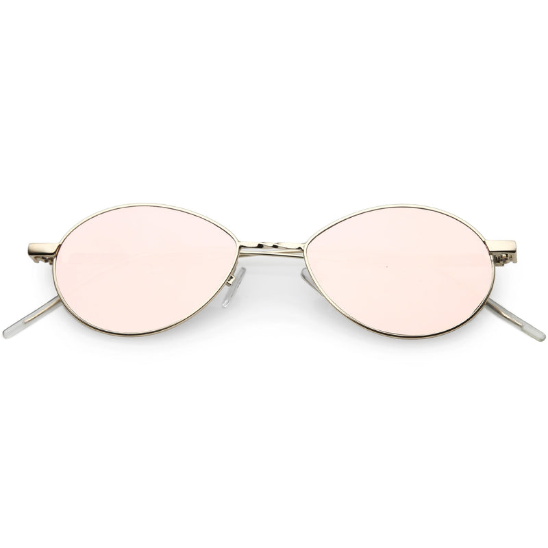 zeroUV Classic Retro Unisex Metal Oval Dapper Sunglasses C741 Sunglasses White Smoke Gold Pink Mirror