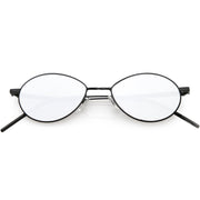 zeroUV Classic Retro Unisex Metal Oval Dapper Sunglasses C741 Sunglasses White Smoke Black Silver Mirror