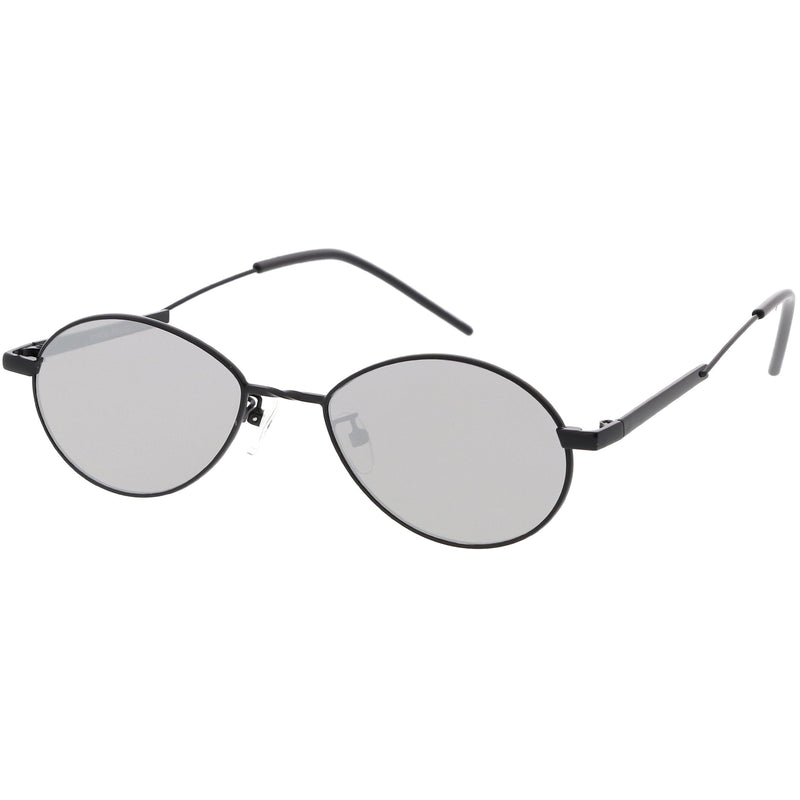 zeroUV Classic Retro Unisex Metal Oval Dapper Sunglasses C741 Sunglasses White Smoke Gold Smoke,Gunmetal Smoke,Black Green,Gold Pink Mirror,Black Silver Mirror