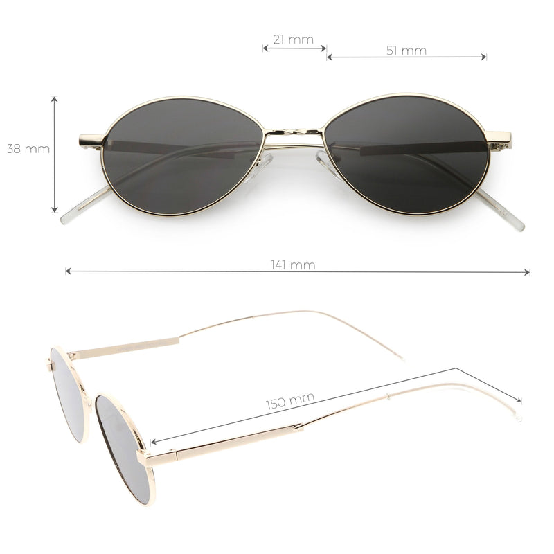 zeroUV Classic Retro Unisex Metal Oval Dapper Sunglasses C741 Sunglasses White Smoke Gold Smoke,Gunmetal Smoke,Black Green,Gold Pink Mirror,Black Silver Mirror