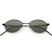 zeroUV Classic Retro Unisex Metal Oval Dapper Sunglasses C741 Sunglasses White Smoke Black Green