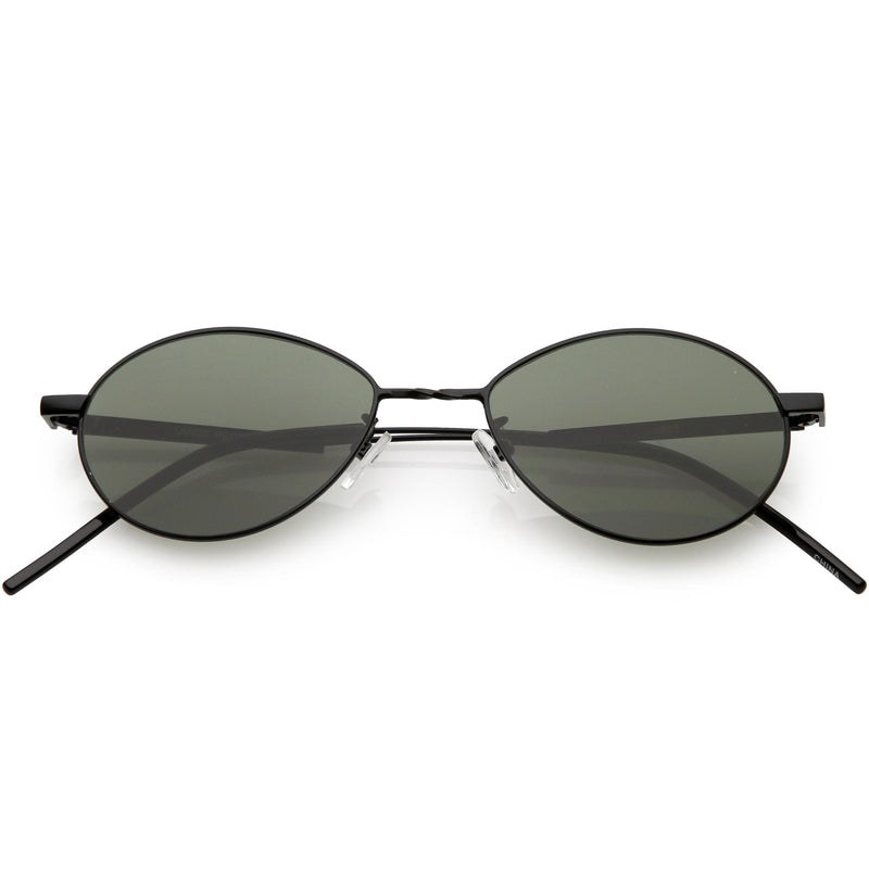 zeroUV Classic Retro Unisex Metal Oval Dapper Sunglasses C741 Sunglasses White Smoke Black Green