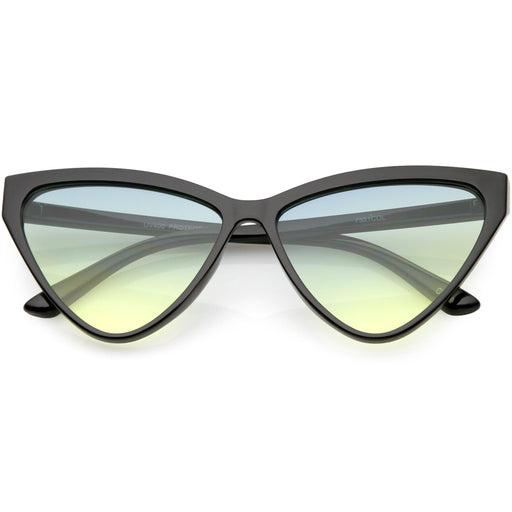 zeroUV Women's Oversize High Tipped Color Tone Cat Eye Sunglasses C739 Sunglasses White Smoke Black Blue Yellow