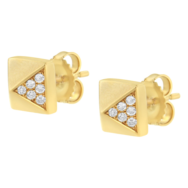Bids.com 14K Yellow Gold 1/4 Cttw Diamond Pyramid Stud Earring (G-H Color, SI1-SI2 Clarity) Earrings White Smoke Yellow.Gold / 0.279