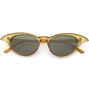 zeroUV Women's Retro Low Pointed Cat Eye Sunglasses C737 Sunglasses White Smoke Brown Green