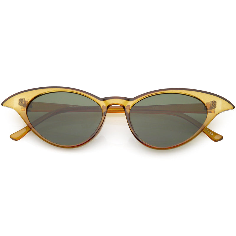 zeroUV Women's Retro Low Pointed Cat Eye Sunglasses C737 Sunglasses White Smoke Brown Green