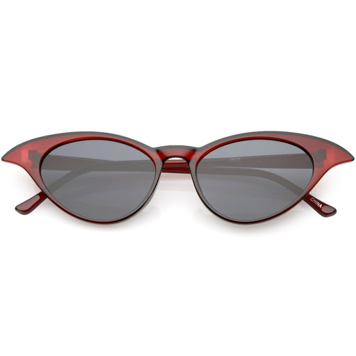 zeroUV Women's Retro Low Pointed Cat Eye Sunglasses C737 Sunglasses White Smoke Red Smoke