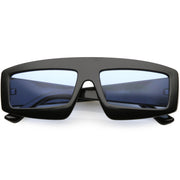 zeroUV Retro Modern Rectangle Flat Lens Color Tinted Sunglasses C747 Sunglasses White Smoke Black Blue