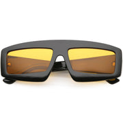 zeroUV Retro Modern Rectangle Flat Lens Color Tinted Sunglasses C747 Sunglasses White Smoke Black Orange