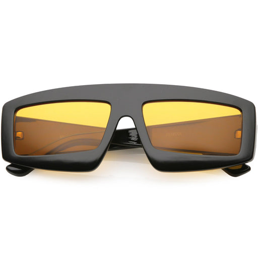 zeroUV Retro Modern Rectangle Flat Lens Color Tinted Sunglasses C747 Sunglasses White Smoke Black Blue,Black Orange,Black Yellow,Red Red,Pink Pink