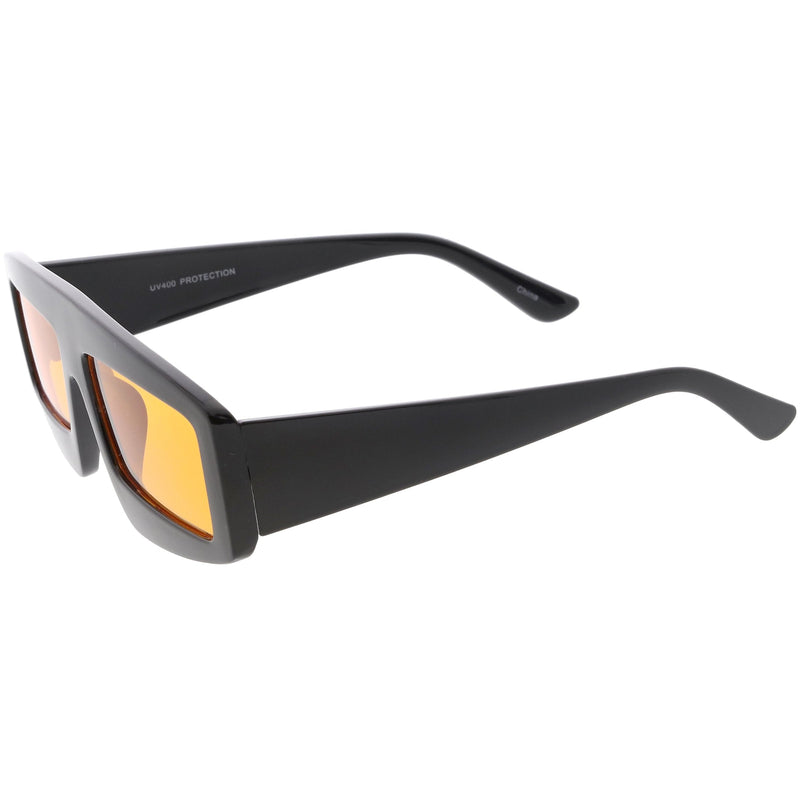 zeroUV Retro Modern Rectangle Flat Lens Color Tinted Sunglasses C747 Sunglasses White Smoke Black Blue,Black Orange,Black Yellow,Red Red,Pink Pink