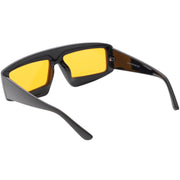 zeroUV Retro Modern Rectangle Flat Lens Color Tinted Sunglasses C747 Sunglasses White Smoke Black Blue,Black Orange,Black Yellow,Red Red,Pink Pink