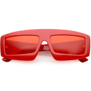 zeroUV Retro Modern Rectangle Flat Lens Color Tinted Sunglasses C747 Sunglasses Salmon Red Red