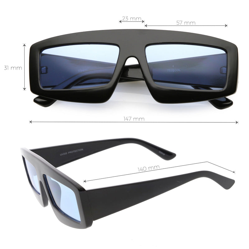 zeroUV Retro Modern Rectangle Flat Lens Color Tinted Sunglasses C747 Sunglasses White Smoke Black Blue,Black Orange,Black Yellow,Red Red,Pink Pink