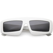 zeroUV Futuristic Retro Rectangle Block Flat Lens Sunglasses C752 Sunglasses Light Gray White Smoke